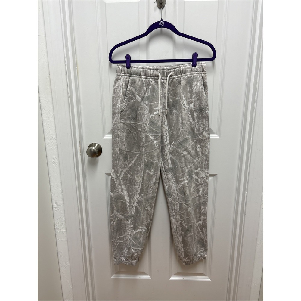 Abercrombie & Fitch Oversize Mens Sweatpant Light Gray Camo Cinched Jogger Cuff